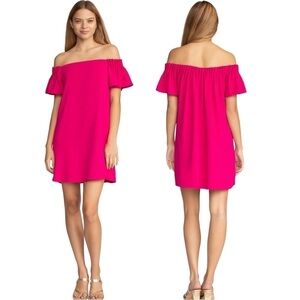 NWT Trina Turk Small Pink Fuschia The Exceptional Off Shoulder Dress